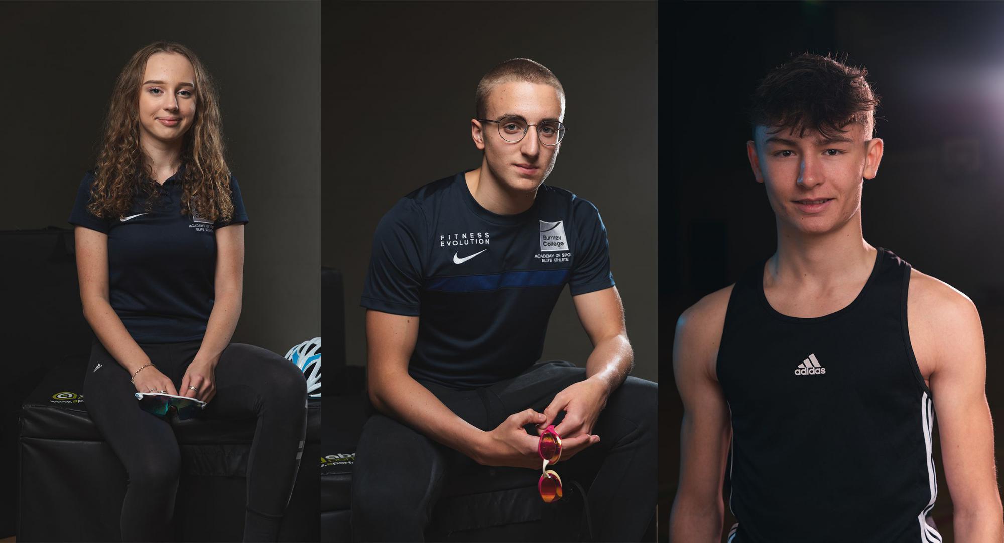 Elite Athletes. Cyclist Maisy Vasic, Swimmer Zak Smith-Shelley and Kickboxer Brendan Burby.