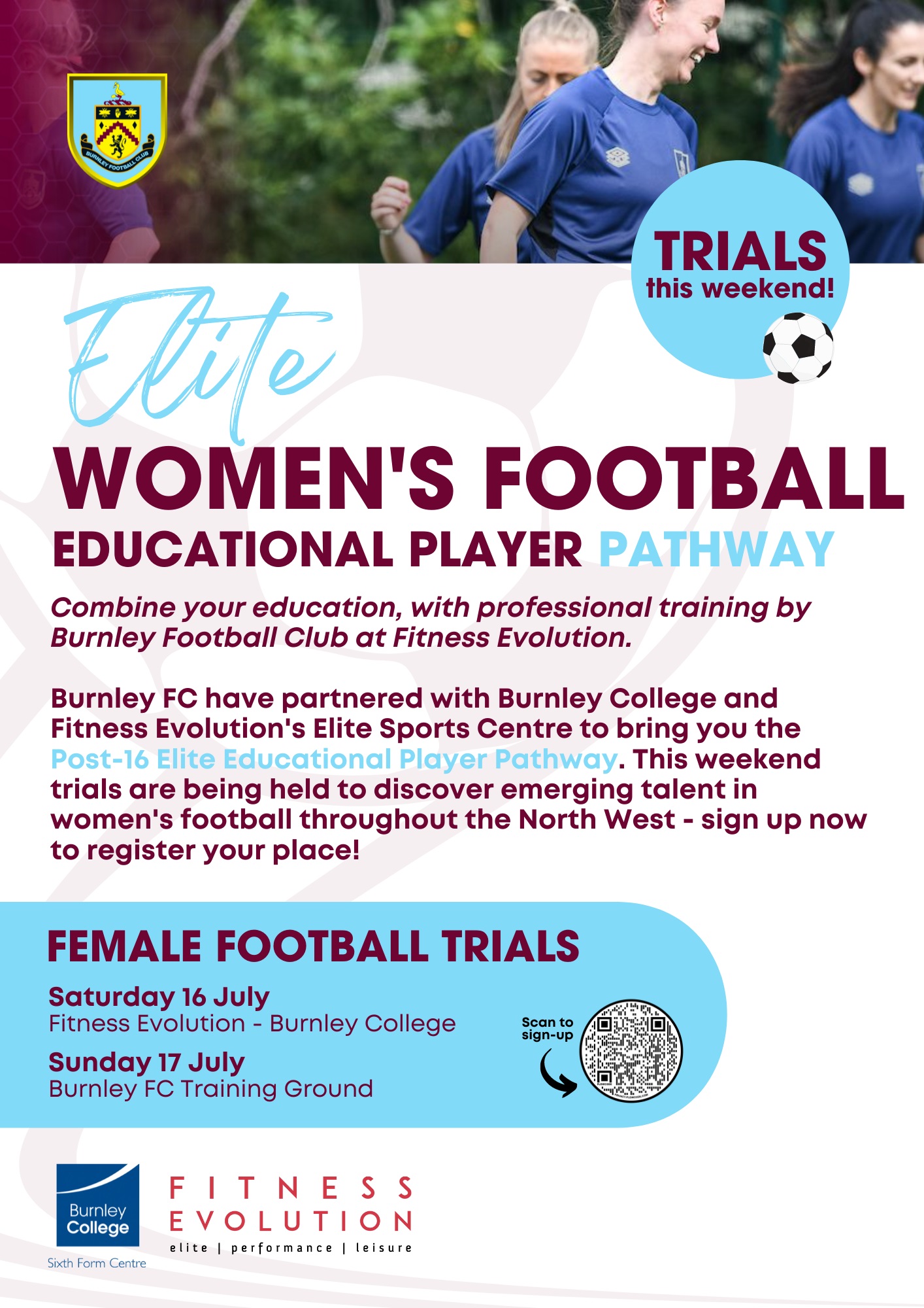 Burnley college womens football poster