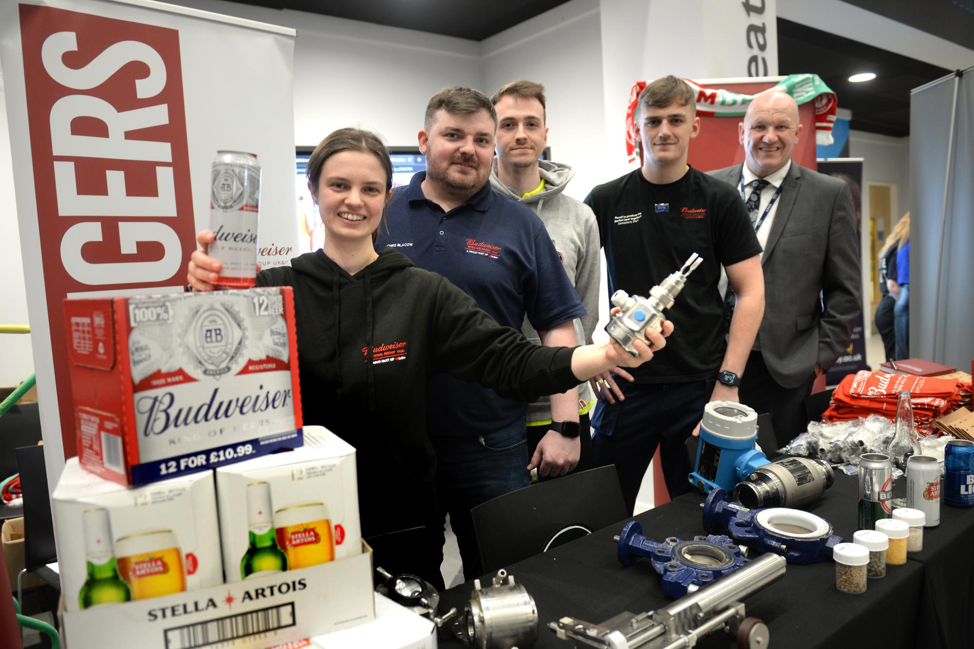 Staff from Budweiser join Neil Burrows at the Themis
